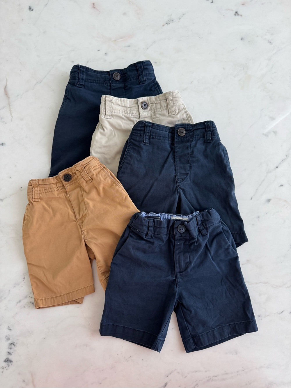 Kids Adjustable Shorts OshKosh - Navy, Tan & Cream (x5) 3T Size